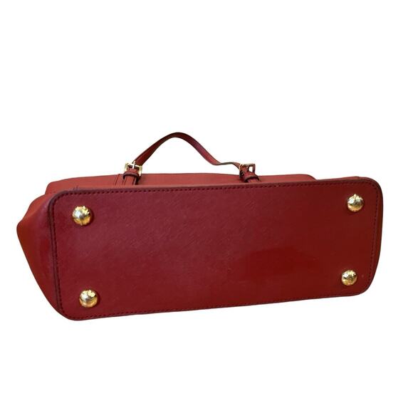 Women's Michael Kors Red Jet Set Travel Large Top Zip Tote Bag - Picture 6 of 14